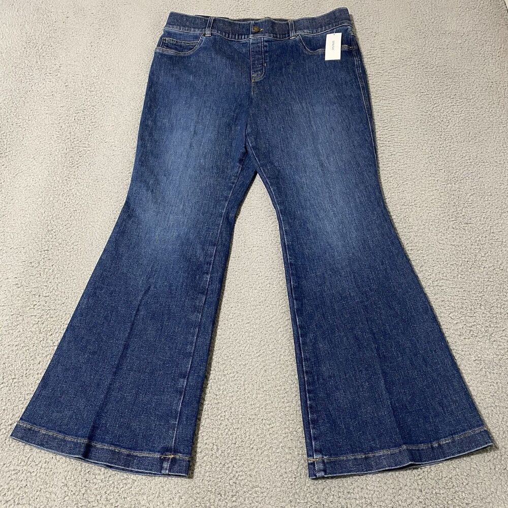 Spanx Flare Jeans Womens 1X Blue SpanxShape EveryWear High Pull On 21164Q NEW